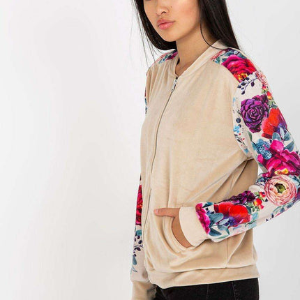 Chic Parisian Floral Velour Bomber Jacket For Women - Très Elite