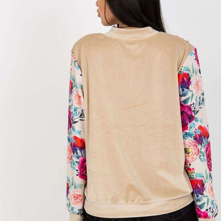 Chic Parisian Floral Velour Bomber Jacket For Women - Très Elite