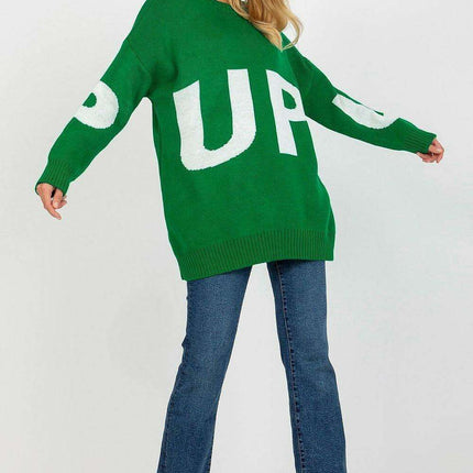Chic Parisian Script Knit Sweater For Women Cozy Warm - Très Elite