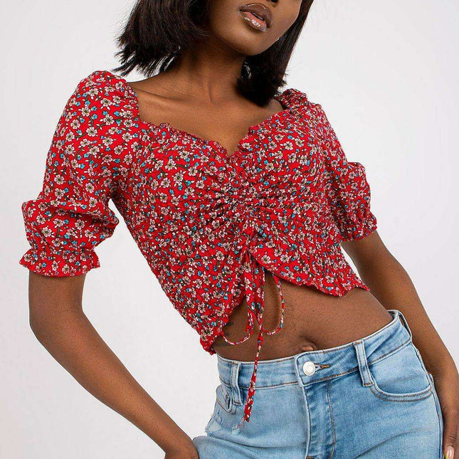 Chic Parisian V Neck Blouse With Front Crease Detail