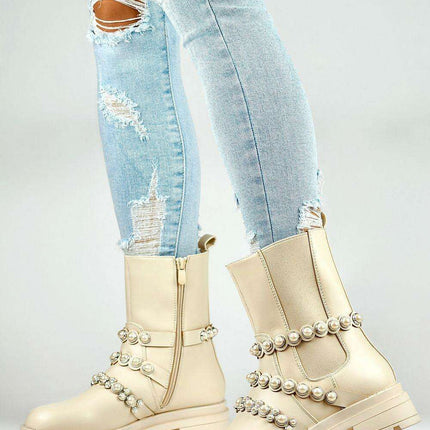 Chic Pearl-Accented Ankle Boots - Très Elite