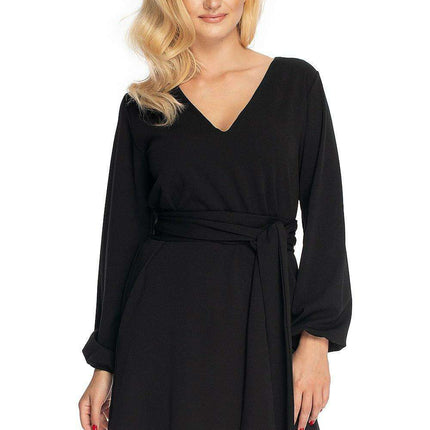 Chic Peek-a-Boo Mini Dress with Pointed Neckline - Très Elite