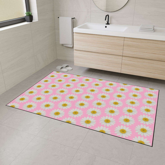 Chic Pink Daisy Non-Slip Welcome Mat - Maison d'Elite Luxe Series