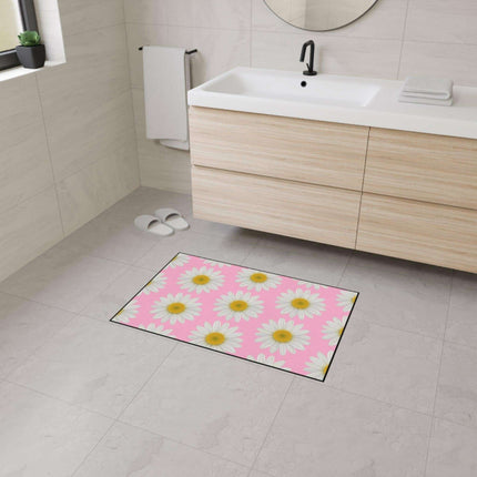 Chic Pink Daisy Personalized Area Rug with Non-Slip Backing - Luxurious Design - Très Elite