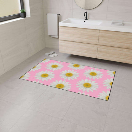 Chic Pink Daisy Personalized Area Rug with Non-Slip Backing - Luxurious Design - Très Elite