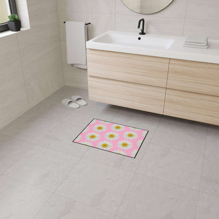 Chic Pink Daisy Personalized Area Rug with Non-Slip Backing - Luxurious Design - Très Elite