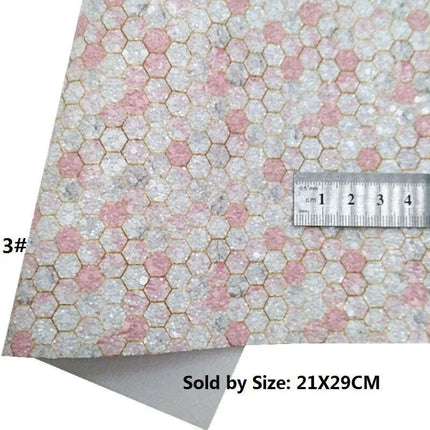 Chic Pink Leather Craft Sheets - Elegant Honeycomb and Heart Designs for Inspiring DIY Creations..