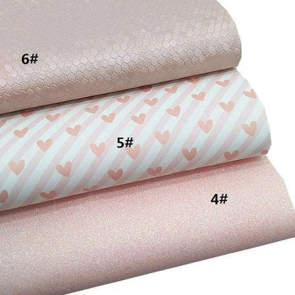 Chic Pink Leather Craft Sheets - Elegant Honeycomb and Heart Designs for Inspiring DIY Creations..