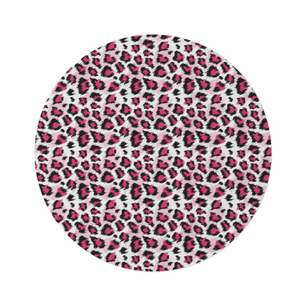 Chic Pink Leopard Chenille Round Rug - 60x60 Inch by Maison d'Elite