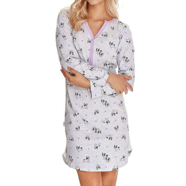 Chic Piped Cotton Nightshirt for Luxurious Comfort