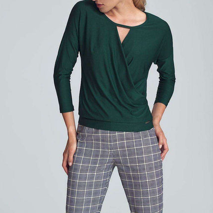 Chic Piped Envelope Neck Blouse for Timeless Elegance - Très Elite