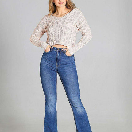Chic Plaid Cropped Knit Top - Très Elite