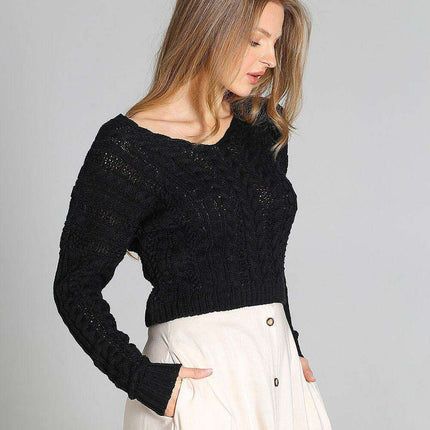 Chic Plaid Cropped Knit Top - Très Elite