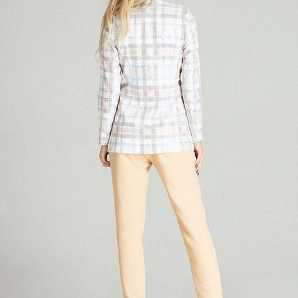 Chic Plaid Spring Jacket with Innovative Cheese Neckline - Très Elite