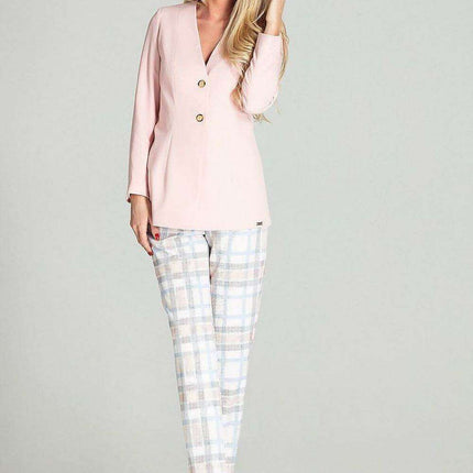 Chic Plaid Spring Jacket with Innovative Cheese Neckline - Très Elite