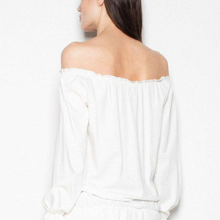 Chic Pleated Long Sleeve Cotton Top - Très Elite