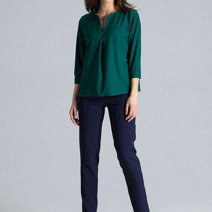 Chic Pleated Neck Blouse - Très Elite