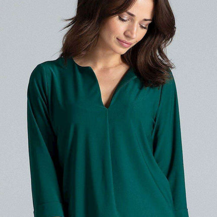 Chic Pleated Neck Blouse - Très Elite