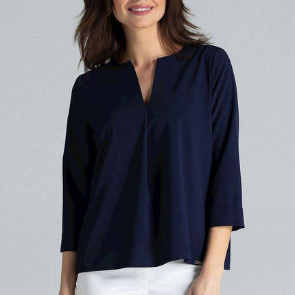Chic Pleated Neck Blouse - Très Elite