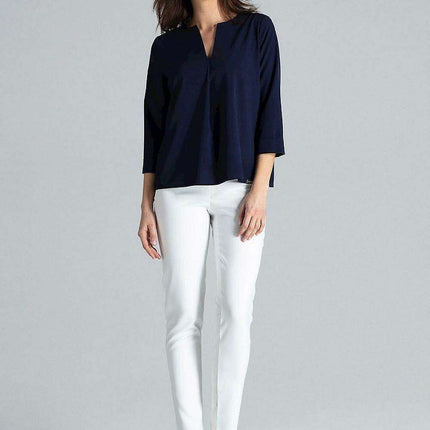 Chic Pleated Neck Blouse - Très Elite