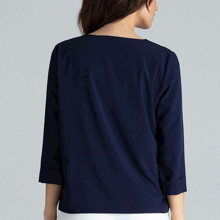 Chic Pleated Neck Blouse - Très Elite