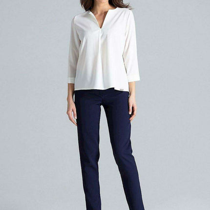 Chic Pleated Neck Blouse - Très Elite