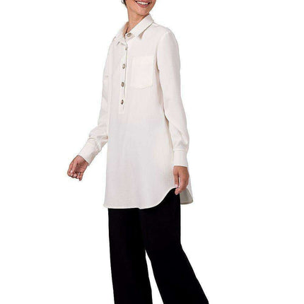 Chic Pleated Tunic with Convenient Front Pocket - Très Elite