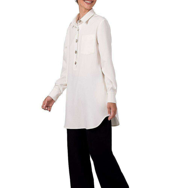 Chic Pleated Tunic with Convenient Front Pocket - Très Elite