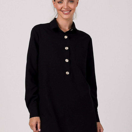 Chic Pleated Tunic with Convenient Front Pocket - Très Elite