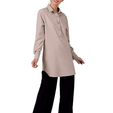 Chic Pleated Tunic with Convenient Front Pocket - Très Elite