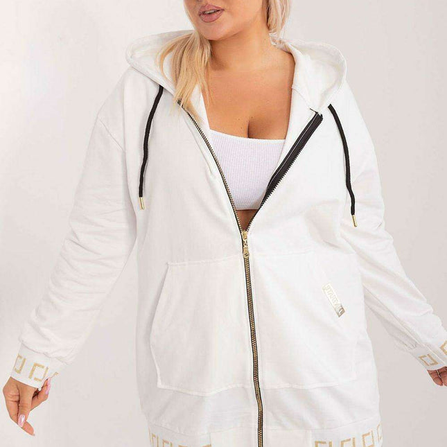 Chic Plus Size Cotton Zip-Up Hoodie - Très Elite