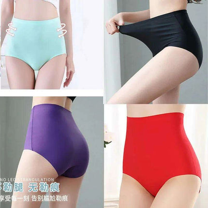 Chic Plus Size High Waist Ice Silk Seamless Briefs for Women - Shaping Underwear with Abdomen and Hip Enhancing Features - Très Elite