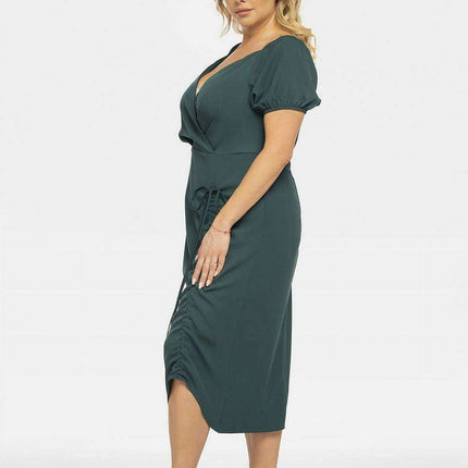 Chic Plus Size Inessa Pencil Dress with Elegant Envelope Neckline - Très Elite