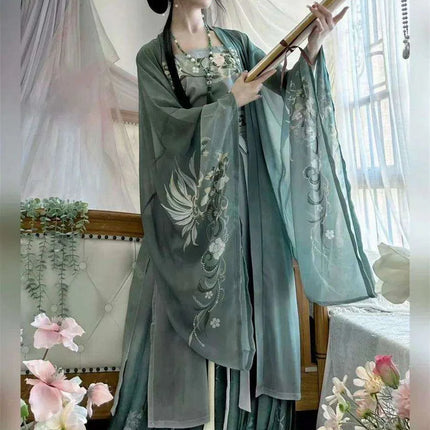 Chic Plus Size Retro Chinese Hanfu Ensemble - Traditional 3-Piece Cosplay Outfit in Emerald Green - Très Elite
