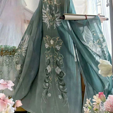Chic Plus Size Retro Chinese Hanfu Ensemble - Traditional 3-Piece Cosplay Outfit in Emerald Green
