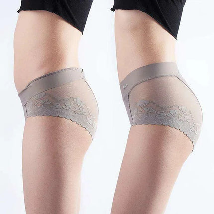 Chic Plus Size Satin Lace High Waist Briefs for Women - Tummy Control Underwear - Très Elite