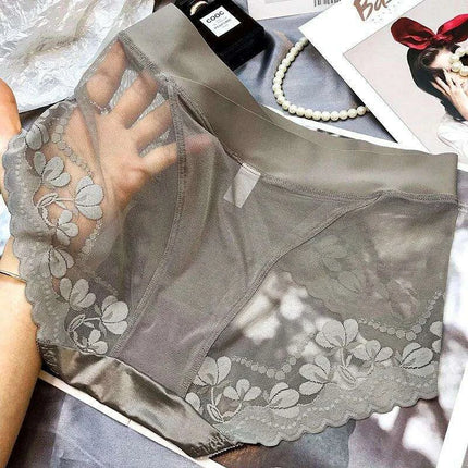 Chic Plus Size Satin Lace High Waist Briefs for Women - Tummy Control Underwear - Très Elite