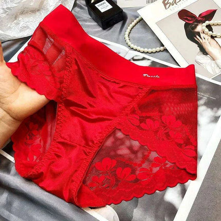 Chic Plus Size Satin Lace High Waist Briefs for Women - Tummy Control Underwear - Très Elite