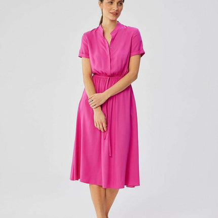 Chic Polish Viscose Belted Day Dress - Très Elite