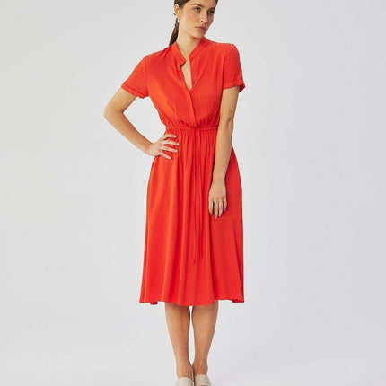 Chic Polish Viscose Belted Day Dress - Très Elite