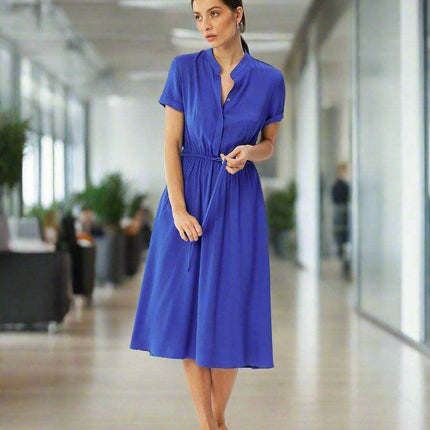 Chic Polish Viscose Belted Day Dress - Très Elite