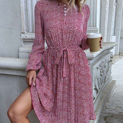 Chic Polka Dot Long Sleeve Dress for Women - Effortless Elegance - Très Elite