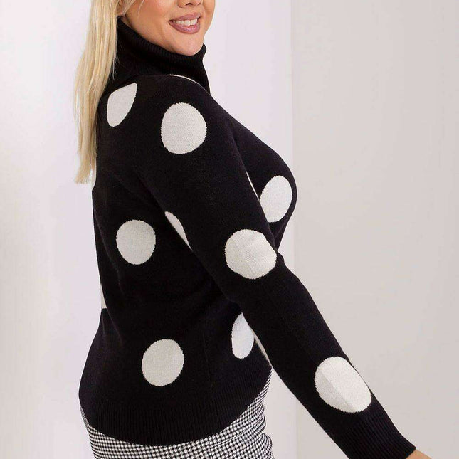 Chic Polka Dot Plus Size Turtleneck Sweater for Women