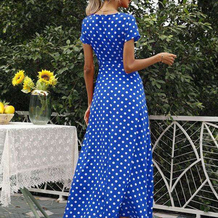 Chic Polka Dot Slit Dress for Effortless Style - Très Elite