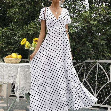 Chic Polka Dot Slit Dress for Effortless Style - Très Elite