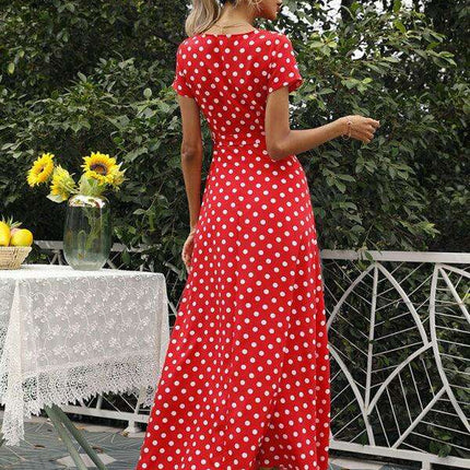 Chic Polka Dot Slit Dress for Effortless Style - Très Elite