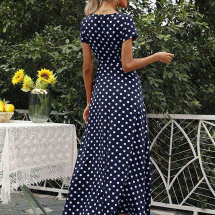 Chic Polka Dot Slit Dress for Effortless Style - Très Elite