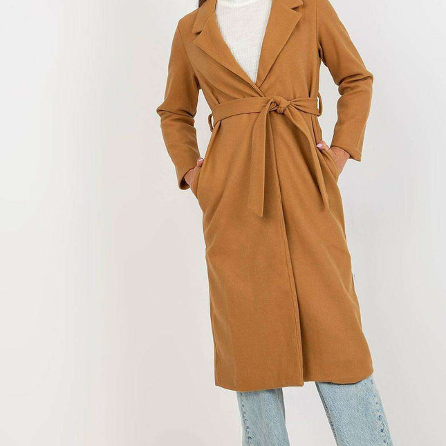 Chic Polyester Tie-Waist Wrap Coat for Women
