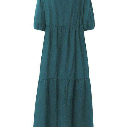 Chic Puff Sleeve Cotton Babydoll Midi Dress - Timeless Feminine Style - Très Elite