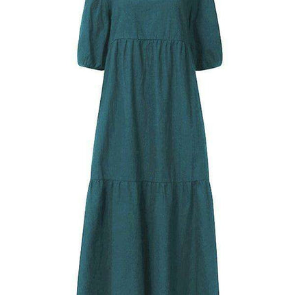 Chic Puff Sleeve Cotton Babydoll Midi Dress - Timeless Feminine Style - Très Elite